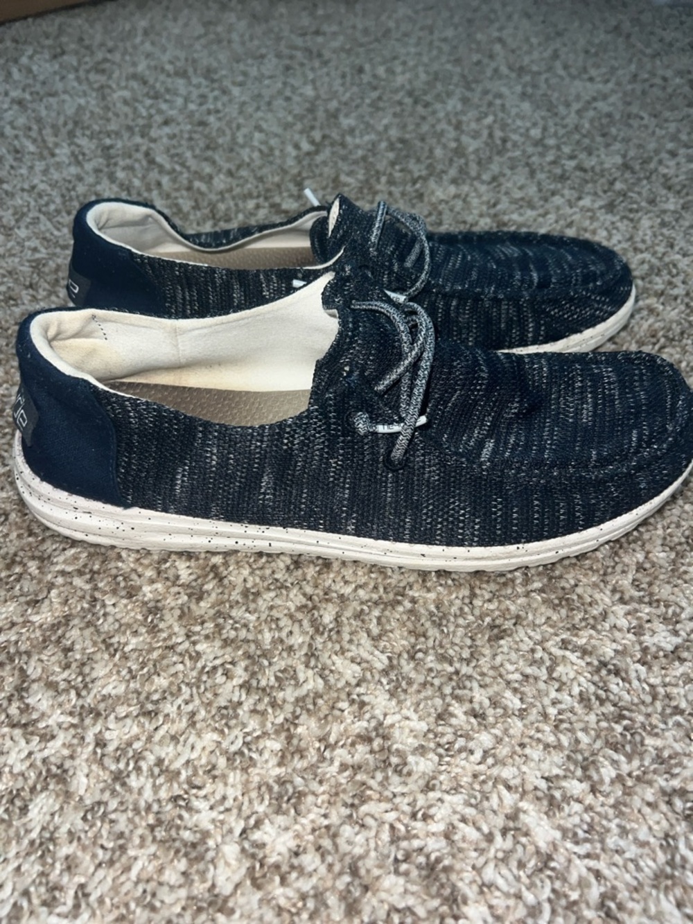 Hey Dude Wendy Sox Slip-Ons — Navy Knit with Speckled White Sole - Women’s 10 - Picture 2 of 14